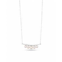 Platinum Akoya Pearl Three Stone Pendant Necklace