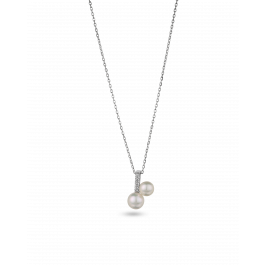 2.1 ct Dual Pearl Drop Pendant Necklace Classic Pearl Pendant Look