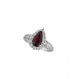 Certified & Unheated Ruby Halo Ring