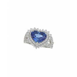 40063 Heart Platinum Sapphire Ring 9.69ct Sapphire Heart Ring with Diamond