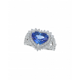 5.43 ct Certified Heart Sapphire Halo Ring