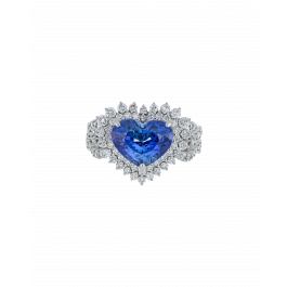 Heart-Shaped Blue Sapphire Ring with Infinity Band