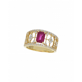 18K Yellow Gold Traditional Ring With Ruby Stone