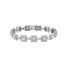 Square-Inspired Diamond Platinum 900 Diamond Link Bracelet