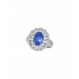 Princess Diana Sapphire Ring With Diamonds In Blue