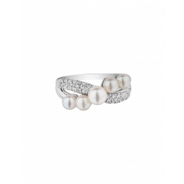 Akoya Pearl and Diamond Ring in Platinum 950 2.4 ct