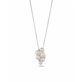 6.85 ct Platinum Akoya Pearl Cluster Drop Pendant Necklace