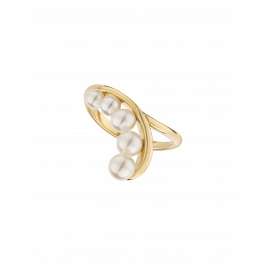 K18 Yellow Gold Akoya Baby Pearl Curve Ring