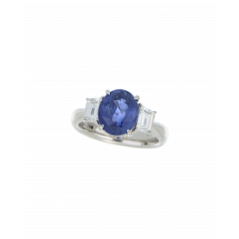 Oval Blue Sapphire Platinum Ring for Proposal Day