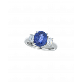 Blue Sapphire Oval Platinum Ring for Proposal Day