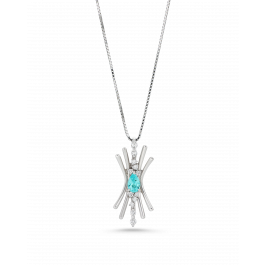Paraiba Pendant In Pear-Cut With Platinum Necklace