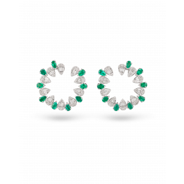 2.02 Ct Emerald & Diamond Wreath Earrings