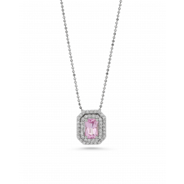 Padparadscha Stone Minimalistic Pendant With Emerald Cut