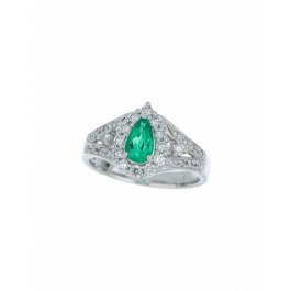 Natural Vintage Emerald Ring with Pear Design