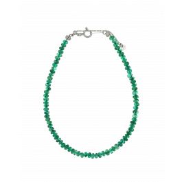 Platinum Bracelet with Green Bead Gemstone