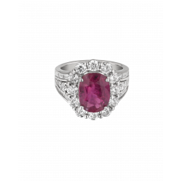 Certified 5.04 ct No Heat Ruby Diamond Ring