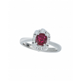 Premium Round-Shaped Ruby Ring In Platinum