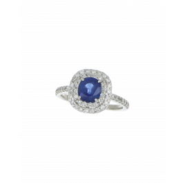 Platinum Blue Sapphire Engagement Ring In Cushion Cut 