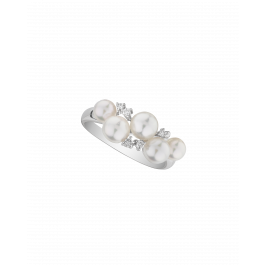 Platinum Akoya Baby Pearl Cluster Ring - Round Pearls