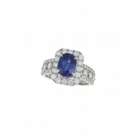 40103 Platinum Pear Sapphire Ring  Diamond Accents – 3.59ct Sapphire