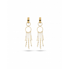 Tassel Dangling Earrings in Two-Tone Gold