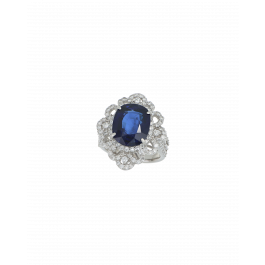 40060 Sapphire Platinum Statement Ring 11.23ct Sapphire & 2.13ct Diamonds