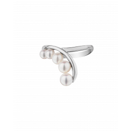 Platinum Akoya Baby Pearl Curved Ring 3ct