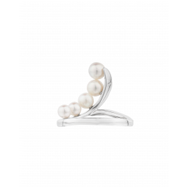 Platinum Akoya Baby Pearl Curved Ring 3ct