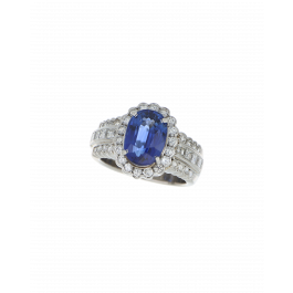 40111 Platinum Oval Sapphire Ring 4.54ct Sapphire - 1.38ct Diamonds