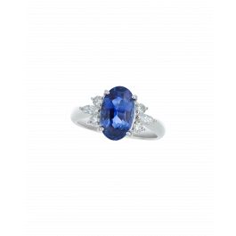 Sapphire Oval-Cut Premium Platinum Ring In Blue Hue
