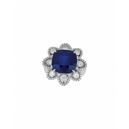Sri Lankan Sapphire Platinum Ring In Corn Flower Blue