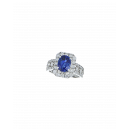 TEST (H) Sri Lankan Blue Sapphire Ring In Oval Motif