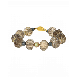 Silver Smoky Quartz Beaded Bracelet