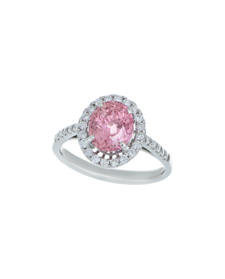 Oval Padparadscha Sapphire Ring In White Gold 