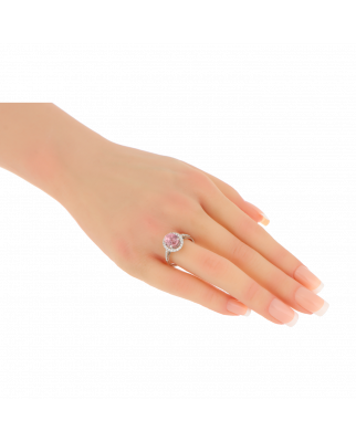 Oval Padparadscha Sapphire Ring In White Gold 