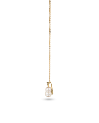 K18 Yellow Gold Akoya Baby Pearl Duo Pendant Necklace