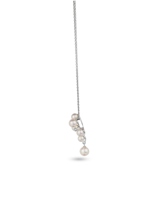 5.25 ct Multi Pearl Drop Pendant Necklace in Platinum