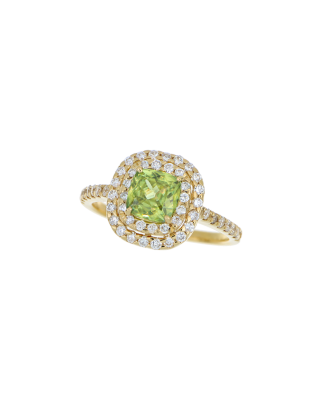 Premium Sphene Yellow Gold Ring With Diamond
