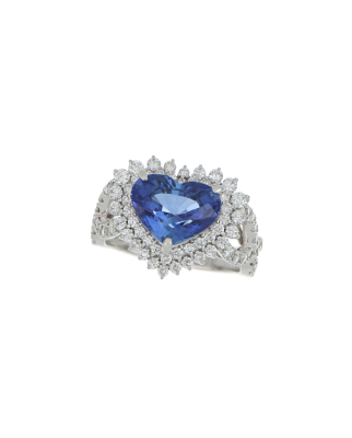 40063 Heart Platinum Sapphire Ring 9.69ct Sapphire Heart Ring with Diamond