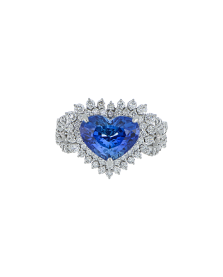 Heart-Shaped Blue Sapphire Ring with Infinity Band