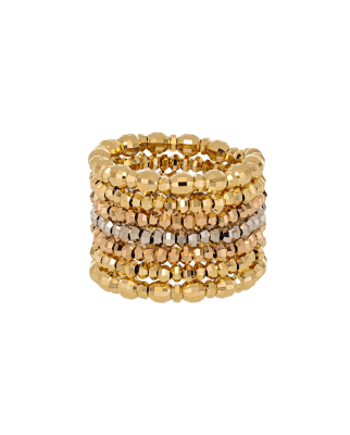 Platinum Multi-Row Statement Ring Contemporary Design