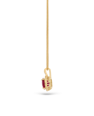 18K Yellow Gold Chain With Red Ruby Pendant