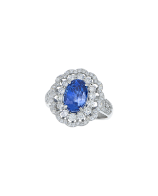 Princess Diana Sapphire Ring With Diamonds In Blue