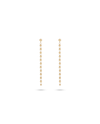 Yellow Gold Drop Earring in Beaded Accent