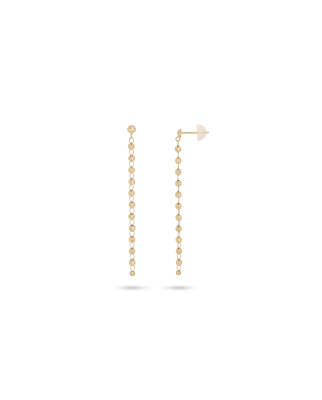 Yellow Gold Drop Earring in Beaded Accent