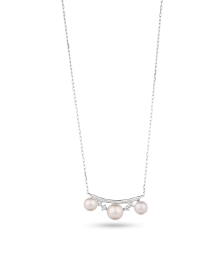 RoundBar Platinum Akoya Pearl Pendant Necklace