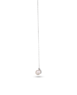 RoundBar Platinum Akoya Pearl Pendant Necklace