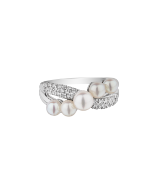 Akoya Pearl and Diamond Ring in Platinum 950 2.4 ct