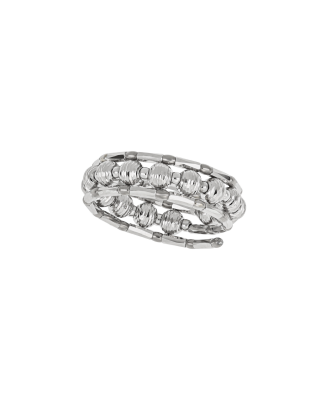 Platinum Textured Beaded Wrap Ring Modern