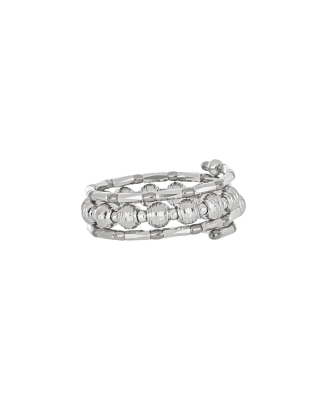Platinum Textured Beaded Wrap Ring Modern
